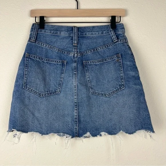 NWOT Madewell Rigid Denim A-Line Mini Skirt in Hughes Wash Button-Front Edition - Picture 7 of 13